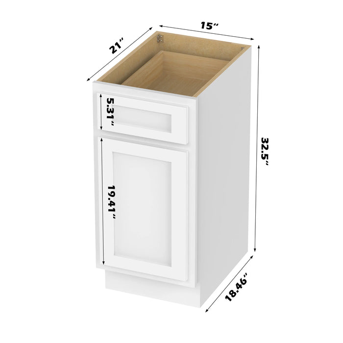 CVD White Wood Freestanding Bathroom Cabinet - 15" x 21" x 32.5"