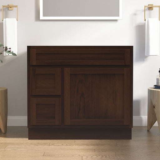 CVD Brown Solid Wood Left Drawer Bathroom Cabinet - 36" x 32.5" 1