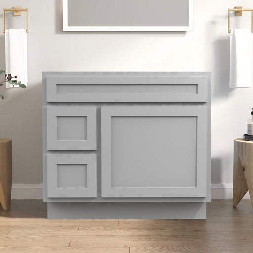 CVD Grey Solid Wood Left Drawer Bathroom Cabinet - 36" x 32.5" 1