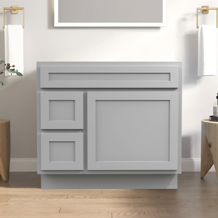 CVD Grey Solid Wood Left Drawer Bathroom Cabinet - 36" x 32.5" 1