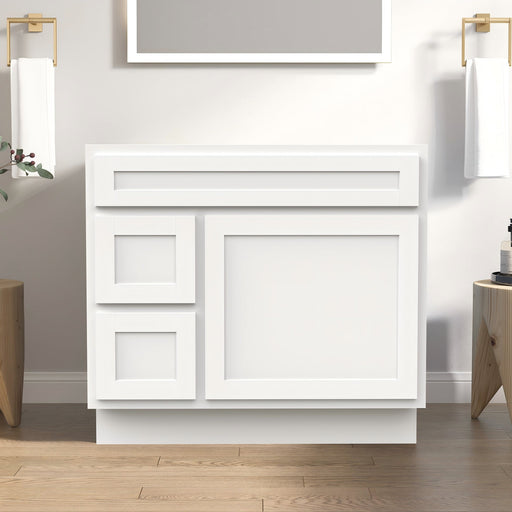 CVD White Solid Wood Left Drawer Bathroom Cabinet - 36" x 32.5" 1
