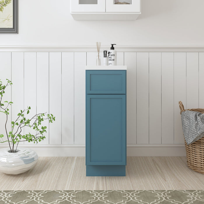 CVJ Green Solid Wood 1 Drawer Bathroom Cabinet - 12" x 32.5" 1