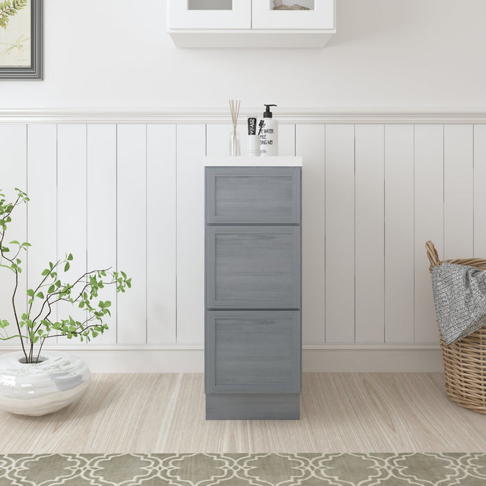 CVJ Silver Solid Wood 3 Drawers Bathroom Cabinet - 12" x 32.5" 1