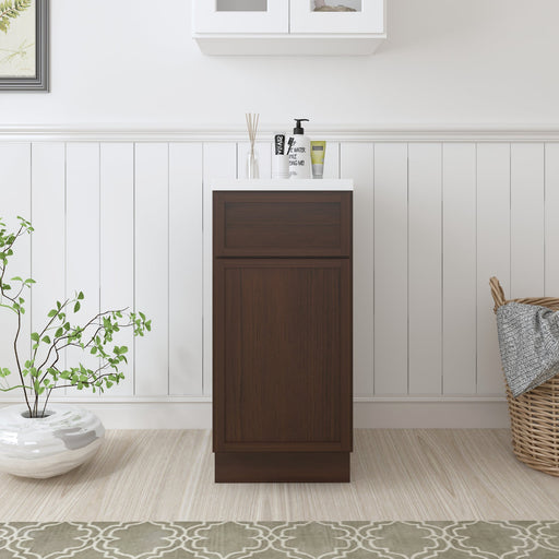 CVD Brown Solid Wood 1 Drawer Bathroom Cabinet - 15" x 32.5" 1