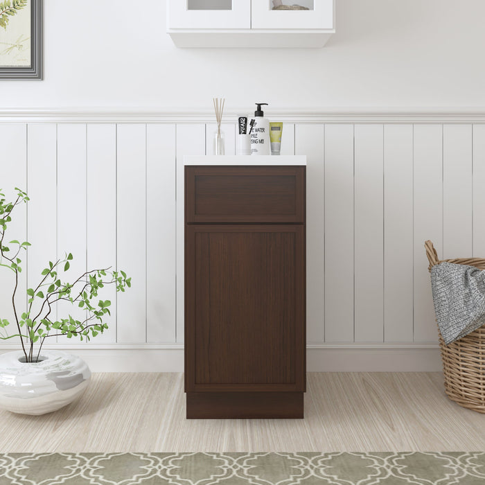 CVD Brown Solid Wood 1 Drawer Bathroom Cabinet - 15" x 32.5" 1