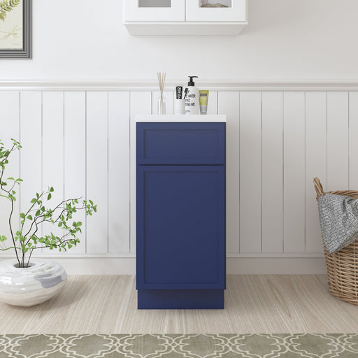 CVJ Blue Solid Wood 1 Drawer Bathroom Cabinet - 15" x 32.5" 1