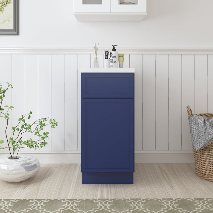CVJ Blue Solid Wood 1 Drawer Bathroom Cabinet - 15" x 32.5" 1