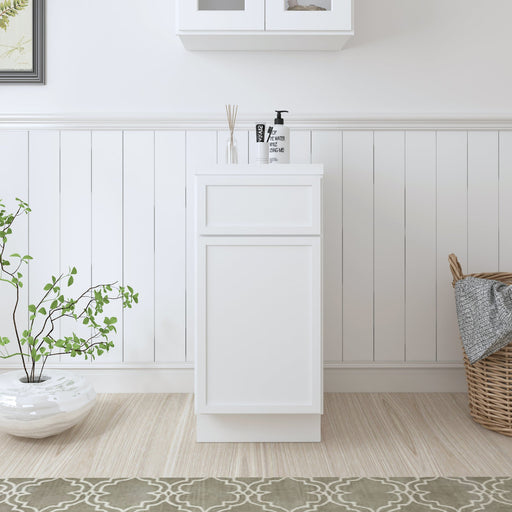 CVJ White Solid Wood 1 Drawer Bathroom Cabinet - 15" x 32.5" 1