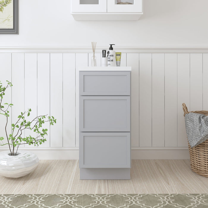 CVJ Grey Solid Wood 3 Drawers Bathroom Cabinet - 15" x 32.5" 1