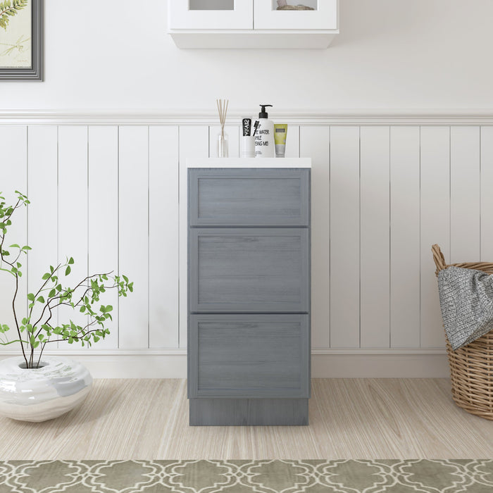 CVJ Silver Solid Wood 3 Drawers Bathroom Cabinet - 15" x 32.5" 1