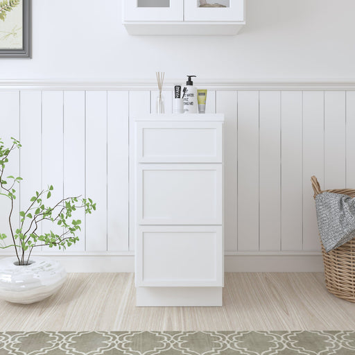 CVJ White Solid Wood 3 Drawers Bathroom Cabinet - 15" x 32.5" 1
