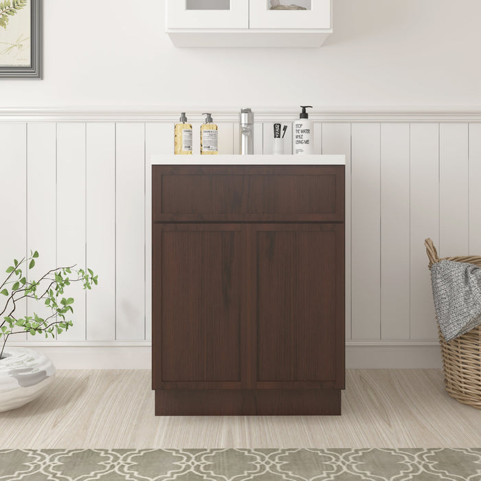CVD Brown Solid Wood Bathroom Cabinet - 24" x 32.5" 1