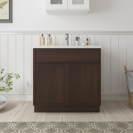 CVD Brown Solid Wood Bathroom Cabinet - 33" x 32.5" 1