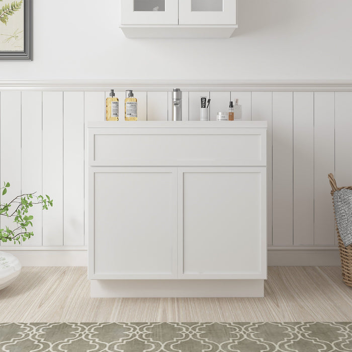 CVJ White Solid Wood Bathroom Cabinet - 36" x 32.5" 1