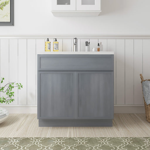 CVJ Silver Solid Wood Bathroom Cabinet - 12" x 32.5" 1