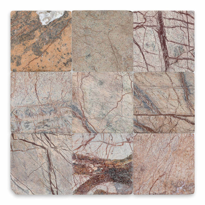 Cafe Forest Marble Tile - 4" x 4" Tumbled