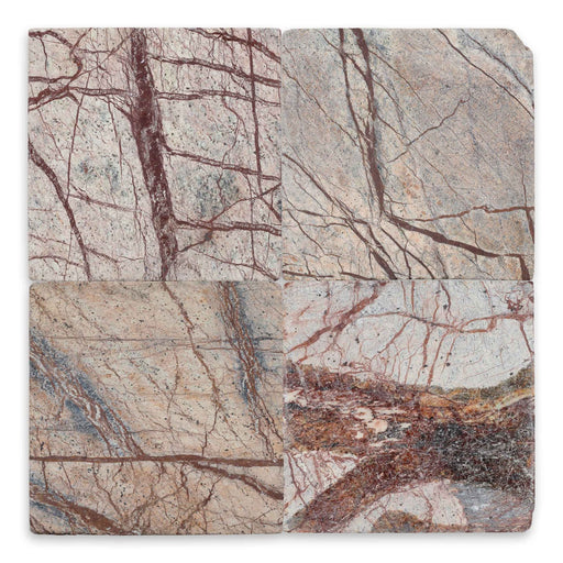 Cafe Forest Tumbled Marble Tile - 4" x 4"