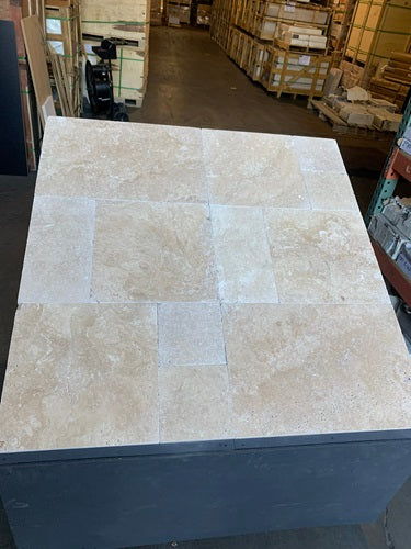 Cafe Light Tumbled Travertine Paver Versailles Pattern - Various Sizes x 1 1/4" 2