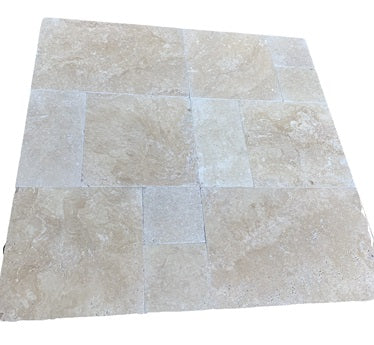 Cafe Light Tumbled Travertine Paver Versailles Pattern - Various Sizes x 1 1/4"