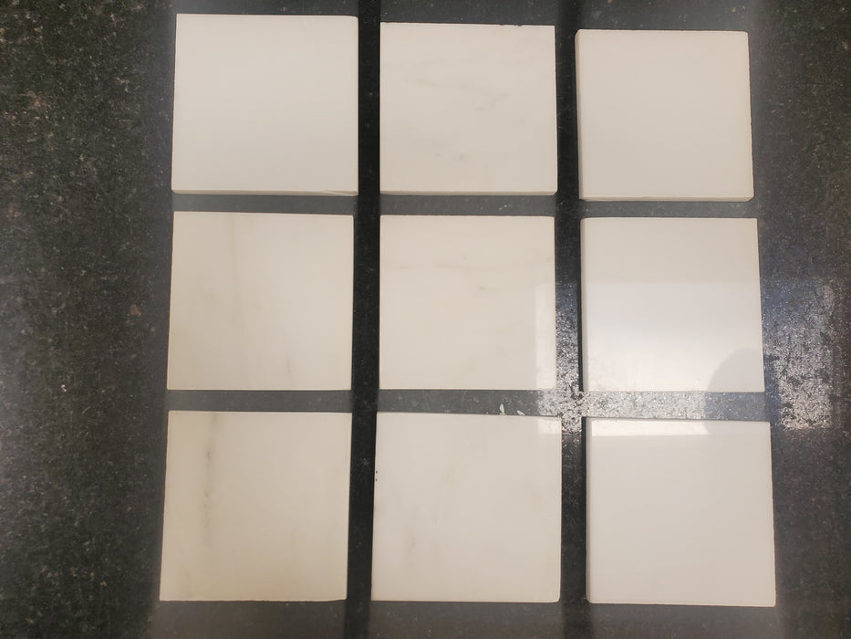 Oriental White Polished Marble Tile - 4" x 4" x 3/8"