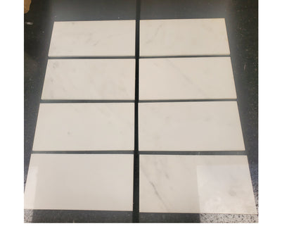 Oriental White Polished Marble Tile - 6" x 12" x 3/8"