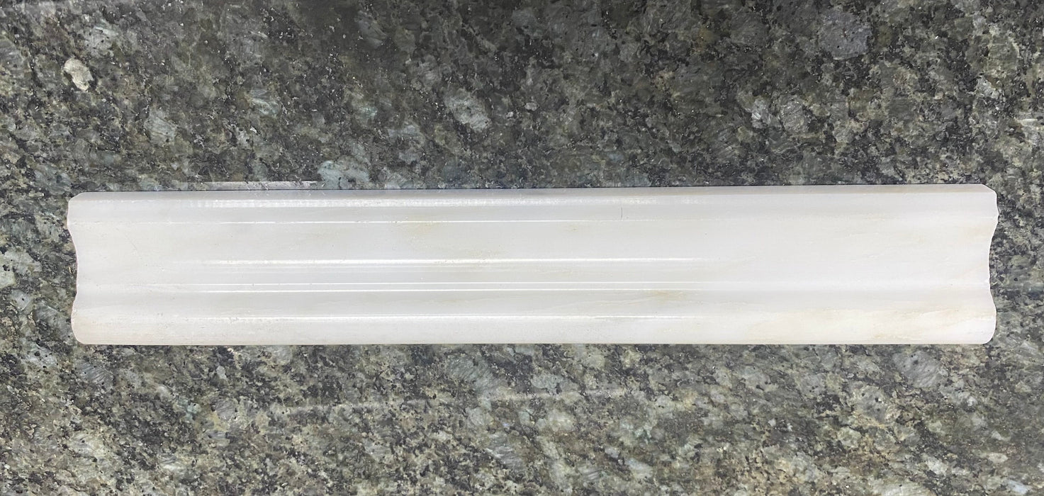 Oriental White Polished Marble Liner - 2" x 12" F5 Chair Rail