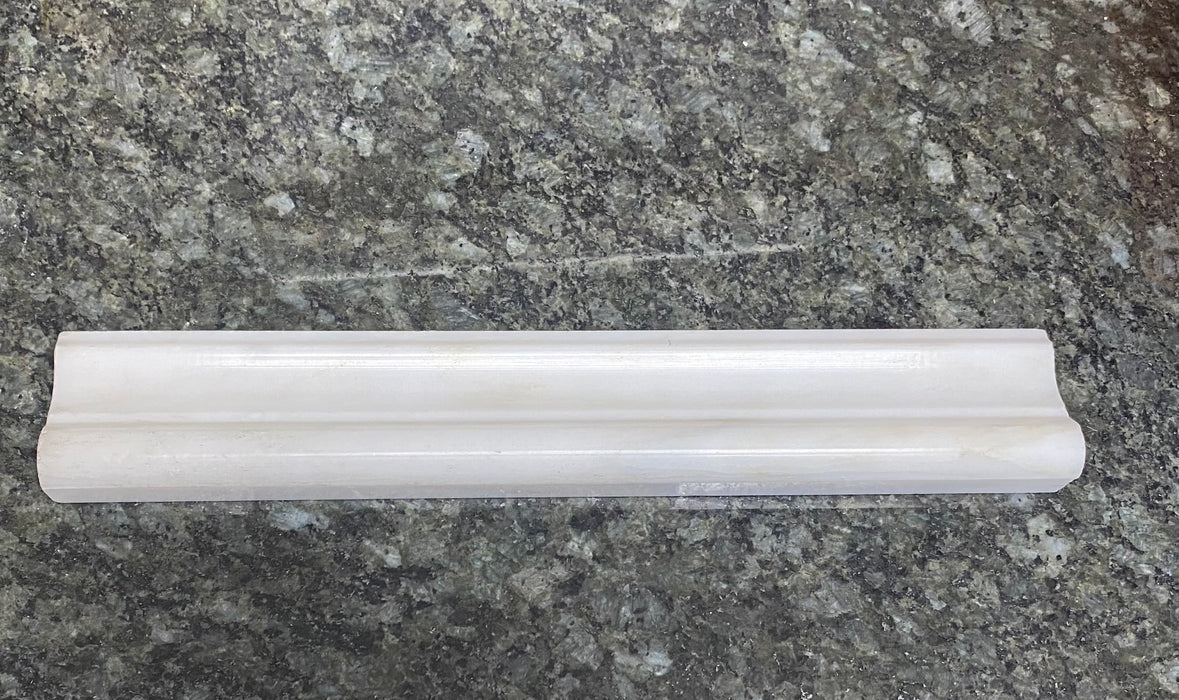 Oriental White Marble Polished Liner - 2" x 12" F5 Chair Rail