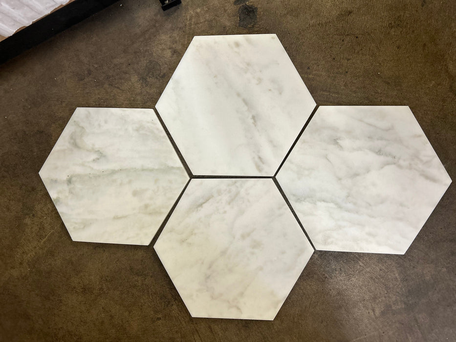 Calacatta Oliva Honed Marble Mosaic - 10" Hexagon