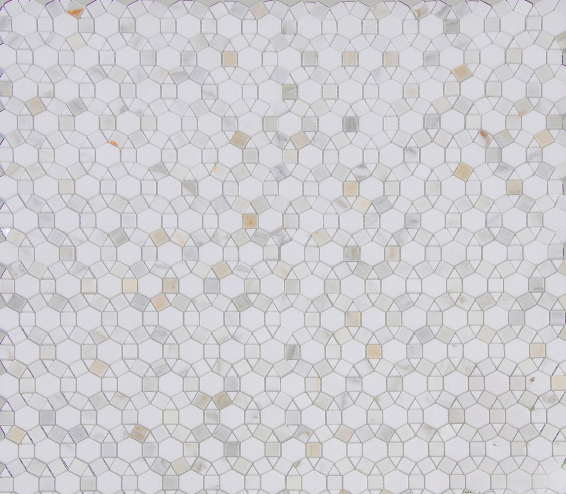 Calacatta Sunburst Marble Mosaic - Deco Polished