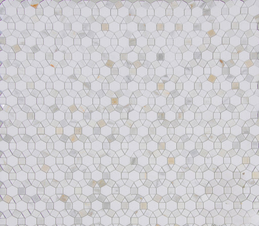 Full Sheet Sample - Calacatta Sunburst Deco Marble Mosaic - 12" x 12" x 3/8" Polished