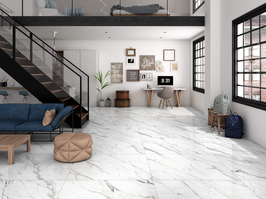 Calacatta Porcelain blue-grey Tile Polish 2