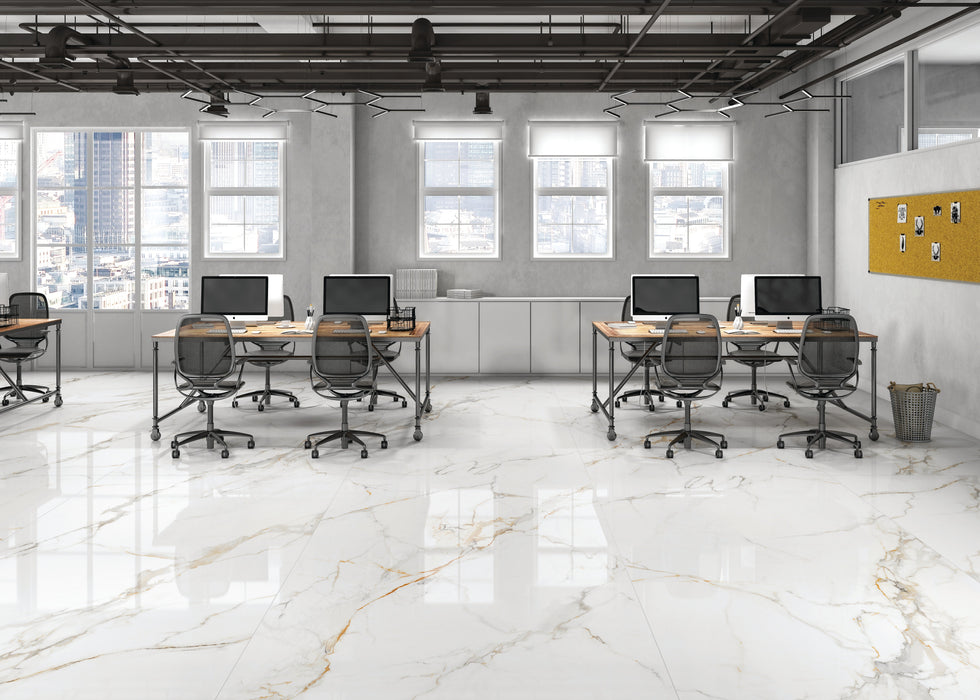 Calacatta Vagli Porcelain White Tile Polish 2