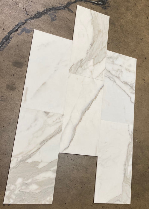 Calacatta Gold Bettogli Extra Honed Marble Tile - 12" x 24" x 3/8" 3