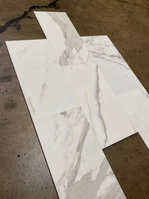 Calacatta Gold Bettogli Extra Honed Marble Tile - 12" x 24" x 3/8" 2
