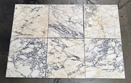 Calacatta Monet Limestone Tile - 12" x 12" x 3/8" Honed