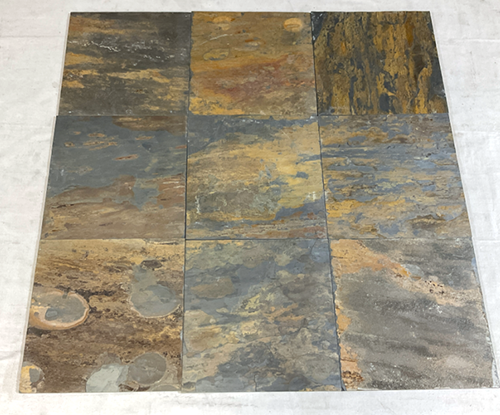 California Gold Slate Tile - 16" x 16 Natural Cleft Face, Gauged Back