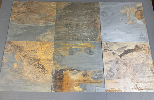 California Gold Slate Tile - 24" x 24" Natural Cleft Face, Gauged Back
