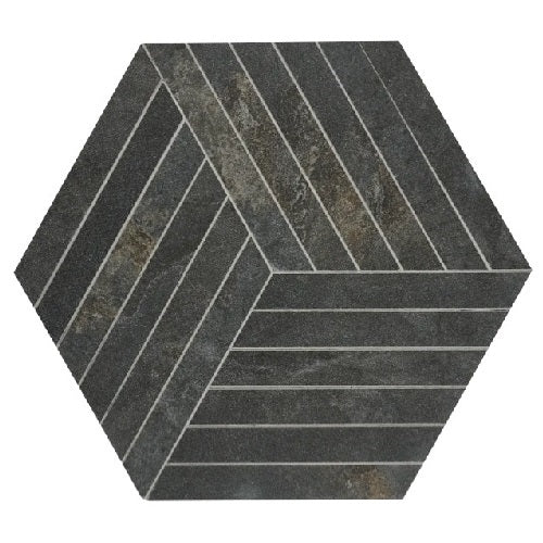 Canyon Black Porcelain Mosaic - Hexagon