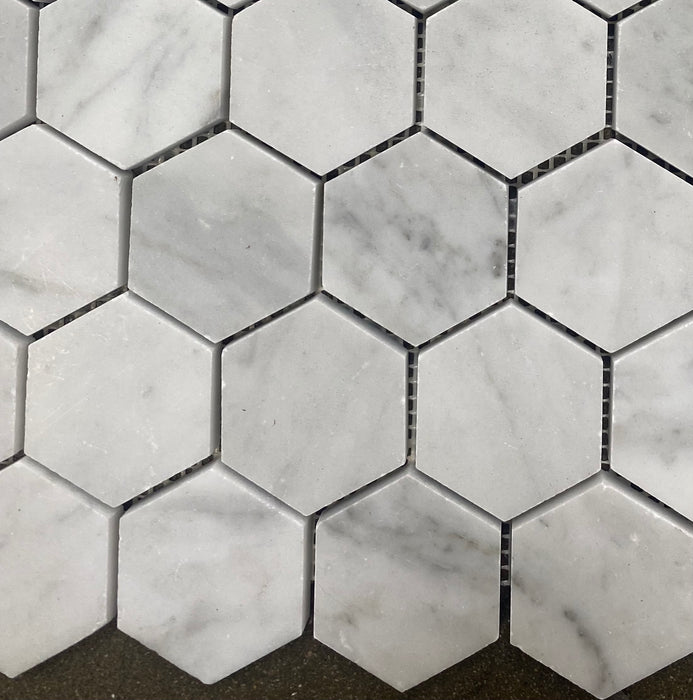 Carrara Venatino Marble Mosaic - 2" Hexagon x 3/8" Polished