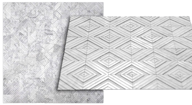 Full Sheet Sample - Carrara Diamond Marble Mosaic - 2" x 2" x 3/8" Polished