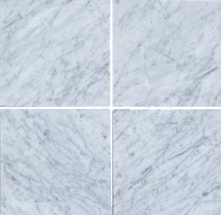 Full Tile Sample - White Carrara CD Marble Tile - 18" x 18" x 3/8" Honed