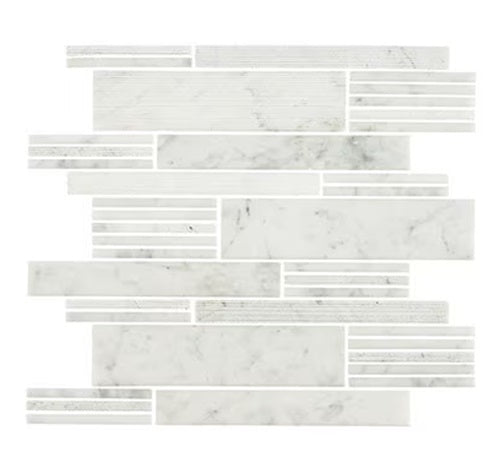 Carrara White Marble Mosaic - 1" x Random