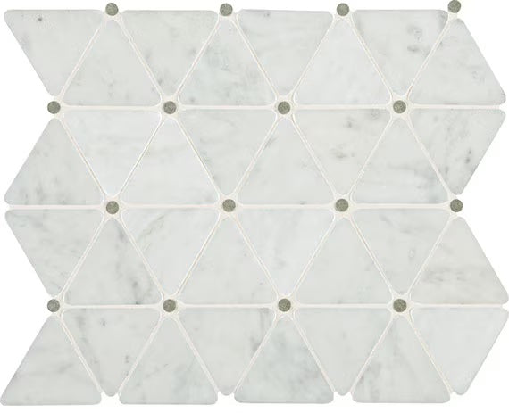 Carrara White Marble Mosaic - 2 3/4" x 2 1/2" Triangle