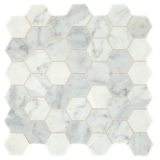 Carrara White Marble Mosaic - 6" Hexagon