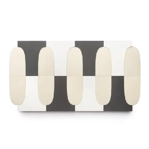 Full Tile Sample - Cement Arco White Black Bone Cement Tile - 6.25" x 7.75" x 5/8" Matte