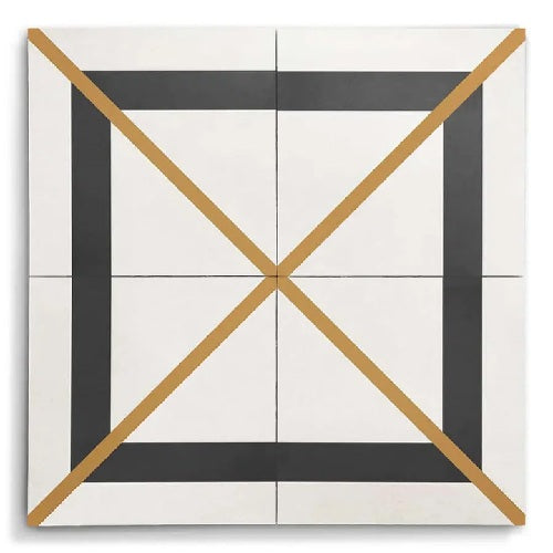 Full Tile Sample - Cement Brixton Cement Tile - 8" x 8" x 5/8" Matte