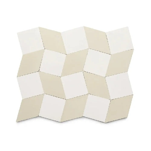 Full Tile Sample - Cement Madrid White Bone Cement Pattern - Various Sizes x 5/8" Matte
