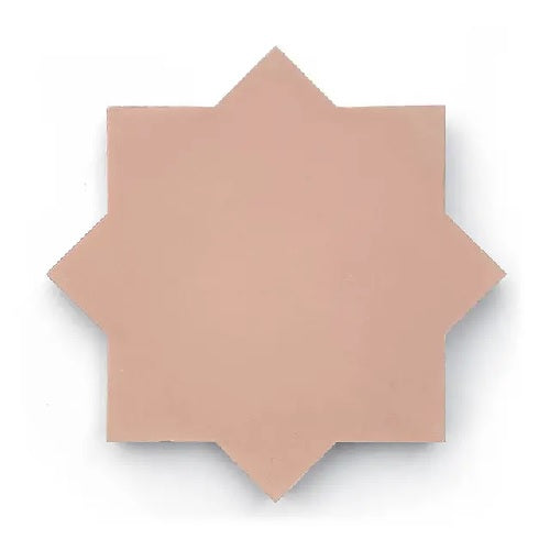Full Tile Sample - Cement Star & Cross Jaipur Pink Cement Tile - 6" x 6" x 5/8" Matte