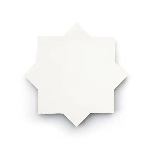 Full Tile Sample - Cement Star & Cross White Cement Tile - 6" x 6" x 5/8" Matte