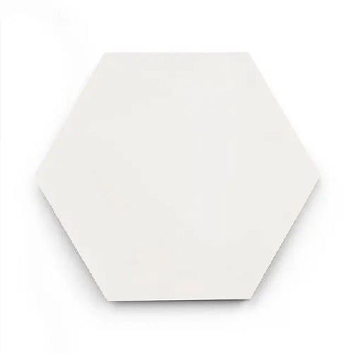 Full Tile Sample - Cement White Cement Tile - 8" x 9" Hexagon x 5/8" Matte